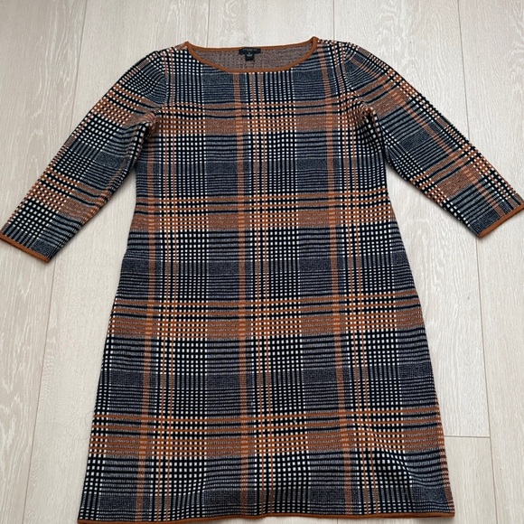 Ann Taylor Black and Orange Checkered Wool Blend Dress - Picture 4 of 9